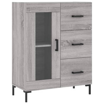 The Living Store-Dressoir-69-5x34x90-cm-bewerkt-hout-grijs-sonoma-eikenkleurig - Keukenkast