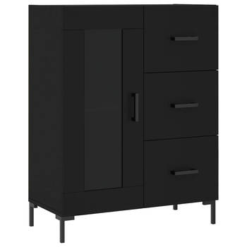 The Living Store Dressoir Classic Zwart - 69.5 x 34 x 90 cm - Hoge kwaliteit hout - metaal - glas