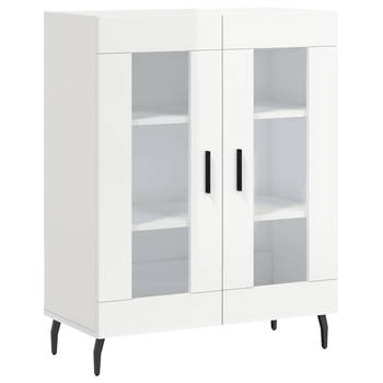 The Living Store Dressoir - Hoogglans wit - 69.5 x 34 x 90 cm - Glas ontwerp