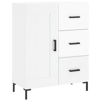 The Living Store-Dressoir-69-5x34x90-cm-bewerkt-hout-hoogglans-wit - Keukenkast