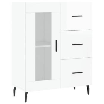 The Living Store-Dressoir-69-5x34x90-cm-bewerkt-hout-hoogglans-wit - Keukenkast