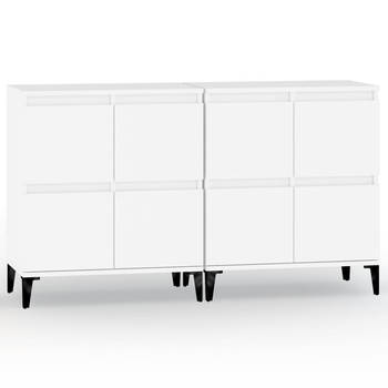 The Living Store Dressoir Wit - Bewerkt hout - 60 x 35 x 70 cm - Stabiel en Vochtbestendig