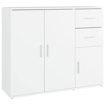 The Living Store Dressoir - Klassiek - Meubel - 91x29.5x75 cm - Wit hout