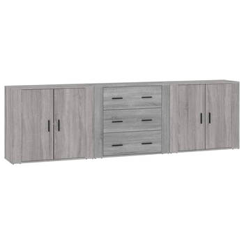 The Living Store Dressoir Classic - Grijs Sonoma Eiken - Set van 3