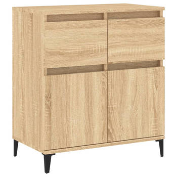 The Living Store Dressoir Hout 60x35x70 cm - Sonoma Eiken - Metalen poten