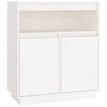 The Living Store Dressoir - Grenenhout - Wit - 70 x 34 x 80 cm - Rustieke uitstraling