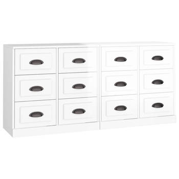 The Living Store Dressoir - Hoogglans wit - 70 x 35.5 x 67.5 cm - Set van 2