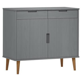 The Living Store MOLDE Dressoir - 90 x 40 x 80 cm - Grijs massief grenenhout met uv-vernis