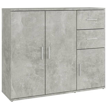 The Living Store Dressoir Betongrijs - 91 x 29.5 x 75 cm - Stevig bewerkt hout