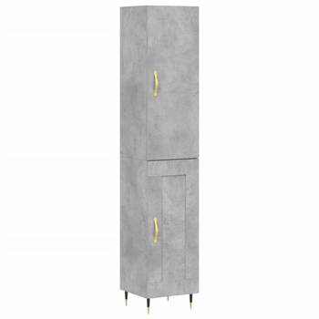 The Living Store Hoge Kast - Betongrijs - Dressoir en Opzetkast - 34.5 x 34 x 180 cm