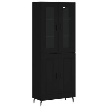 The Living Store Hoge Kast - Dressoir en Opzetkast - 69.5 x 34 x 180 cm - Zwart