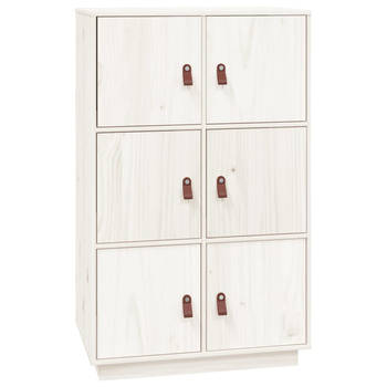 The Living Store Dressoir Grenenhout - Wit - 67x40x108.5cm - 6 vakken met deuren