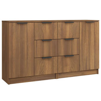 The Living Store Dressoir Brown Oak - Set van 2 - 60x30x70cm (BxDxH)