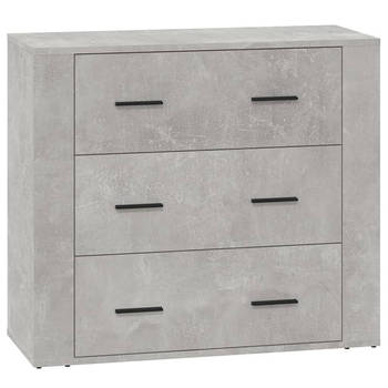 The Living Store Dressoir Betongrijs - 80 x 33 x 70 cm - Bewerkt Hout