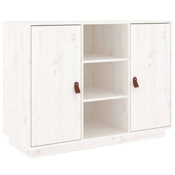 VidalXL Dressoir - Grenenhout - Wit - 100 x 40 x 75 cm - Met opbergruimte