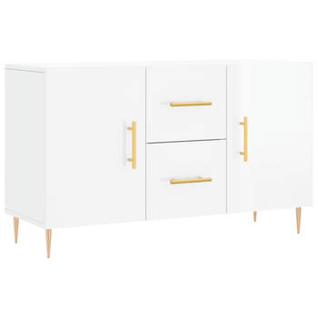 The Living Store Dressoir - Hoogglans wit - 100 x 36 x 60 cm - Bewerkt hout en metaal