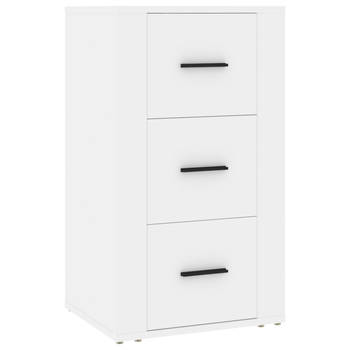 The Living Store Dressoir Wit 3 Lades - 40 x 33 x 70 cm - Bewerkt Hout