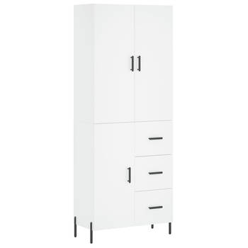 The Living Store Dressoir Opzetkast - Wit - 69.5 x 34 x 180 cm - Duurzaam bewerkt hout en metaal