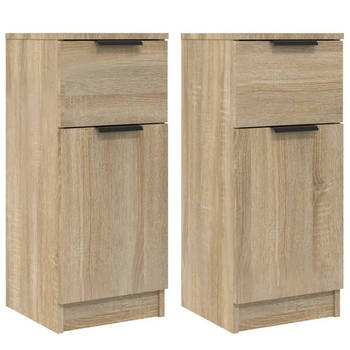 The Living Store Dressoir - Sonoma Eiken - 30 x 30 x 70 cm - Met deur en lade