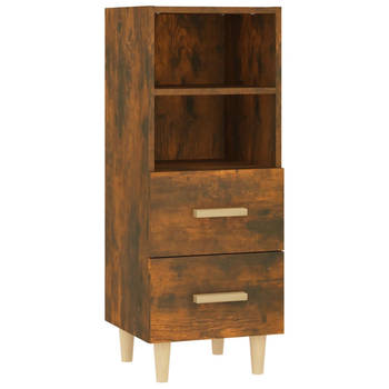 The Living Store Dressoir Gerookt Eiken - 34.5 x 34 x 90 cm - Bewerkt Hout