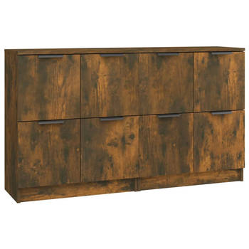 The Living Store Dressoir - Gerookt eiken - 60 x 30 x 70 cm - Bewerkt hout