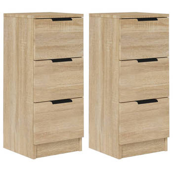 The Living Store Dressoir - Sonoma Eiken - 30 x 30 x 70 cm - Stabiel Hout - 3 Lades