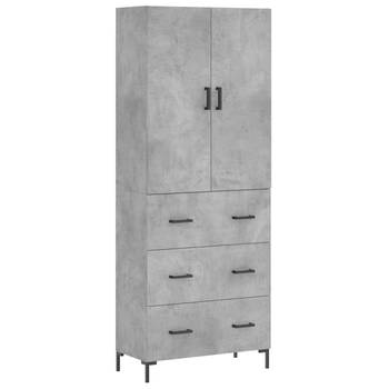 The Living Store Hoge Kast - Betongrijs - Dressoir en Opzetkast - 69.5 x 34 x 180 cm - Duurzaam Materiaal