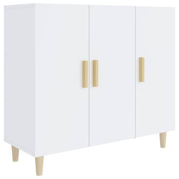 The Living Store Dressoir Classic - Hoogglans wit - 90 x 34 x 80 cm