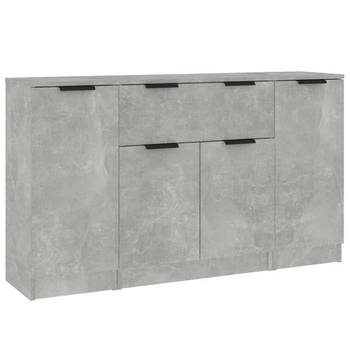 The Living Store Dressoir Hout - 30 x 30 x 70 cm - Betongrijs