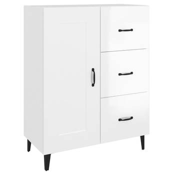 The Living Store Dressoir Klassieke Stijl - Bijzetkast met Opbergruimte - 69.5 x 34 x 90 cm - Hoogglans Wit