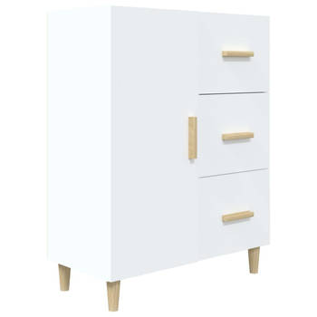 The Living Store Dressoir - Wit - 69.5 x 34 x 90 cm - Bewerkt hout