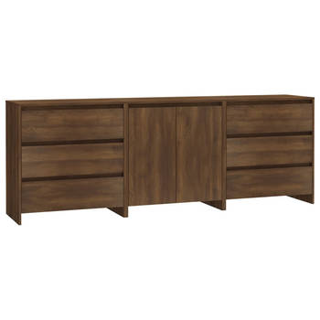 The Living Store Opbergkasten - Bruineiken - Dressoir Met Deuren (70x40x75 cm) en Met Lades (70x41x75 cm)