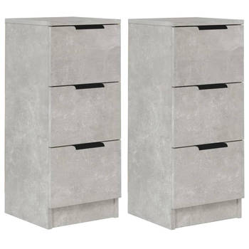 The Living Store Dressoir - Betongrijs - 30 x 30 x 70 cm - Bewerkt hout