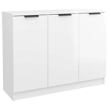 The Living Store Houten dressoir - Bijzetkast 90.5 x 30 x 70 cm - hoogglans wit