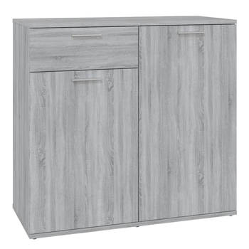 The Living Store Dressoir name - Opbergmeubel 80x36x75cm - Grijs Sonoma Eiken