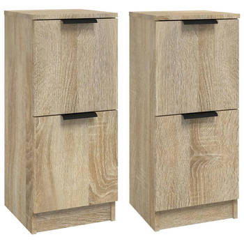 The Living Store Dressoir Sonoma Eiken - Set van 2 - 30 x 30 x 70 cm - Voldoende opbergruimte