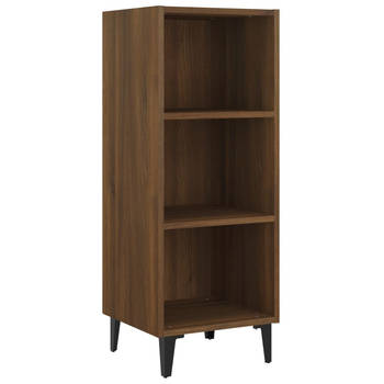 The Living Store Dressoir Bruineiken - Bewerkt hout en metaal - 34.5x32.5x90cm - Duurzaam hout - Voldoende opbergruimte