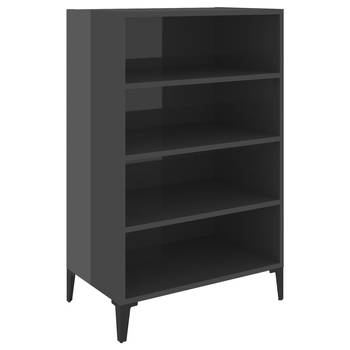 The Living Store Dressoir 57x35x90 cm spaanplaat hoogglans grijs - Keukenkast