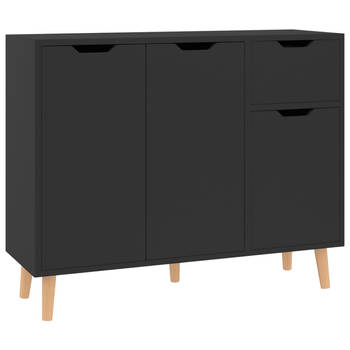 The Living Store Dressoir - Hoogglans zwart - 90 x 30 x 72 cm - spaanplaat