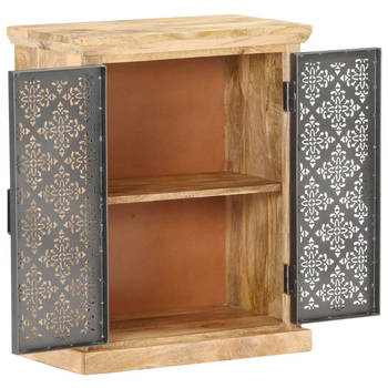 The Living Store Dressoir Mangohout - 60 x 35 x 75 cm - Zwart - Stalen deuren