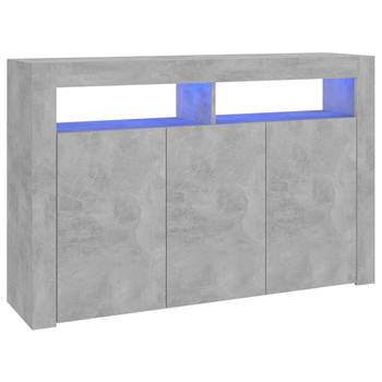 The Living Store Dressoir Betongrijs - 115.5 x 30 x 75 cm - LED-verlichting