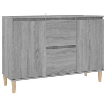 The Living Store Dressoir - Grijs Sonoma Eiken - 103.5 x 35 x 70 cm - Bewerkt Hout