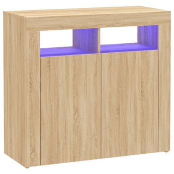 The Living Store Dressoir LED Sonoma Eiken - 80x35x75cm - RGB LED Verlichting