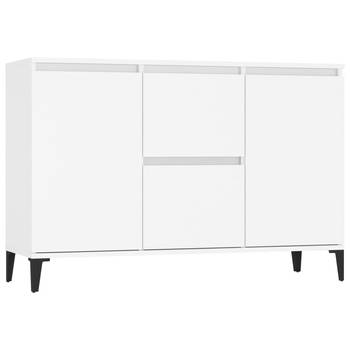 The Living Store Dressoir Industrieel - 104 x 35 x 70 cm - Wit Spaanplaat - Metaal