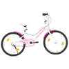 The Living Store Kinderfiets - 20 inch - Roze en Wit - MIG Gelast Staal - Verstelbaar Zadel en Stuur