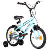 The Living Store Kinderfiets 14 inch - Zwart/Blauw - MIG Gelast Staal - verstelbaar zadel en stuur - met zijwieltjes