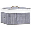 The Living Store Opbergbox - Bamboe en geweven stof - 31x31x20 cm - Grijs