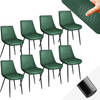 tectake - Set van 8 eetkamerstoelen kuipstoelen Monroe - Fluweel Look Donkergroen - 404932