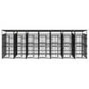 The Living Store Hondenkennel - Stalen stangen - 679 x 200 x 228 cm - Met dak en deuren - Zwart