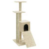 The Living Store Kattenboom - 35 x 54 x 92 cm - crème - bewerkt hout - pluche en sisal